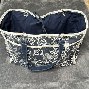 Floral Blue and White Tote Bag Preloved GUC